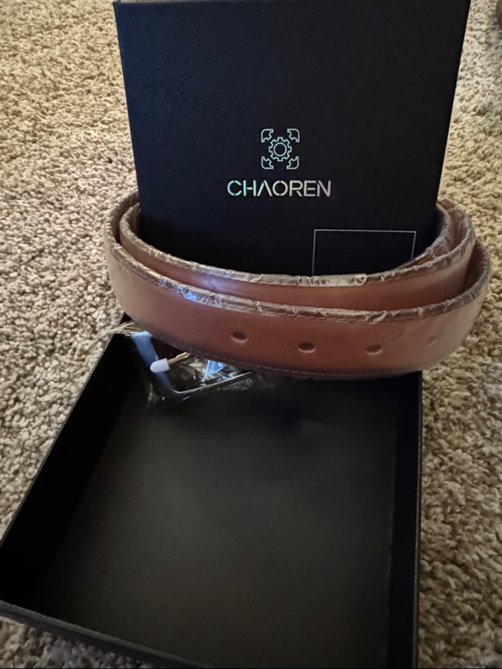 Brown genuine Leather Men's Belt 44”